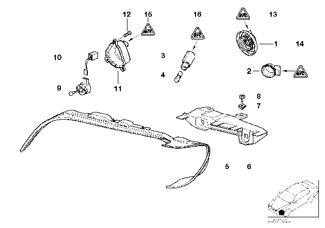 2001 BMW X5 Covering Cap, Headlamp Levelling Device Diagram for 63128386707