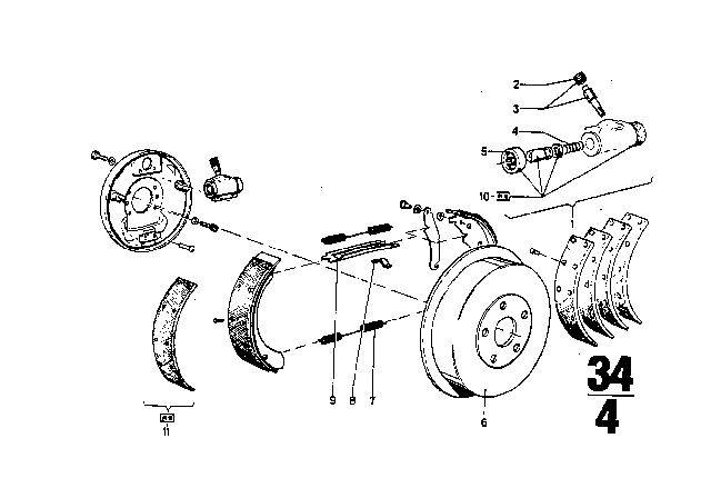 1969 BMW 2800CS Wheel Brake Cylinder Diagram for 34211103392