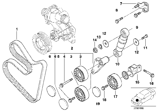 1999 BMW 540i Ribbed V-Belt Diagram for 11287636377