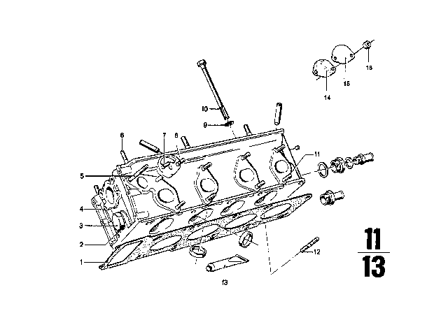 1973 BMW 2002tii Cylinder Head & Attached Parts Diagram