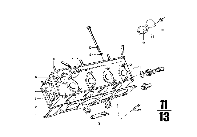 1975 BMW 2002 Cylinder Head & Attached Parts Diagram