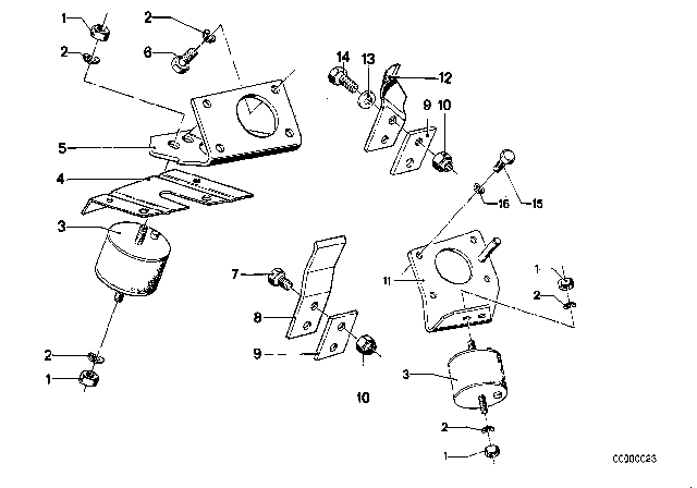 1984 BMW 633CSi Engine Suspension / Damper Diagram 1