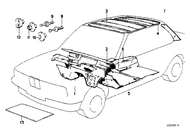 1990 BMW 325i Sound Insulation Diagram 2