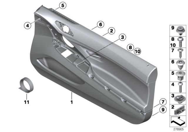 2018 BMW 650i xDrive Door Trim Panel Diagram