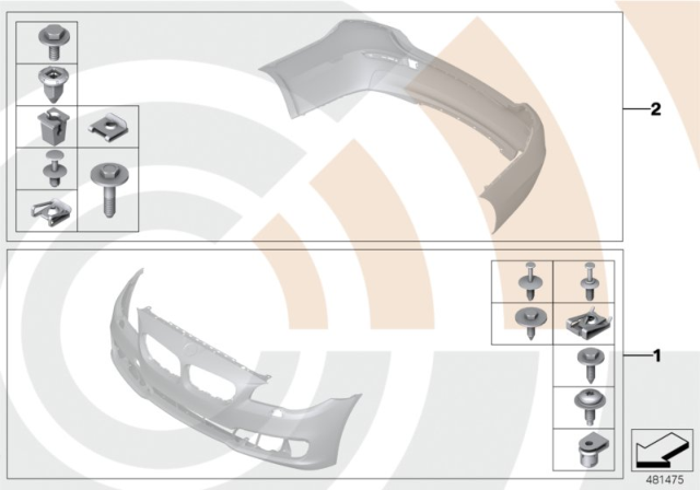 2012 BMW 650i Mounting Kit, Bumper Diagram