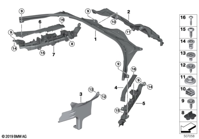 2020 BMW M340i xDrive FIREWALL, UPPER SECTION Diagram for 51717428165