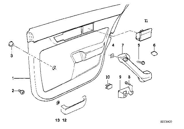 1992 BMW 525i Door Lining Leather Rear Left Diagram for 51428200189