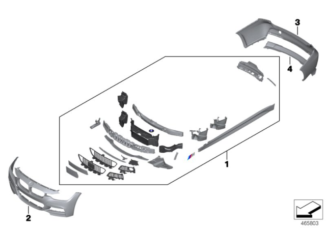 2014 BMW 328i xDrive Retrofit, M Aerodynamic Kit Diagram