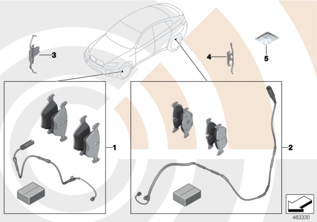 2008 BMW X5 Service Kit, Brake Pads / Value Line Diagram