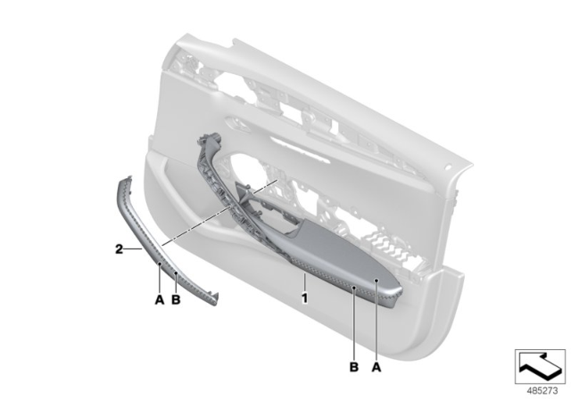 2017 BMW 530i Individual Mounted Parts Front Door Trim Panel Diagram