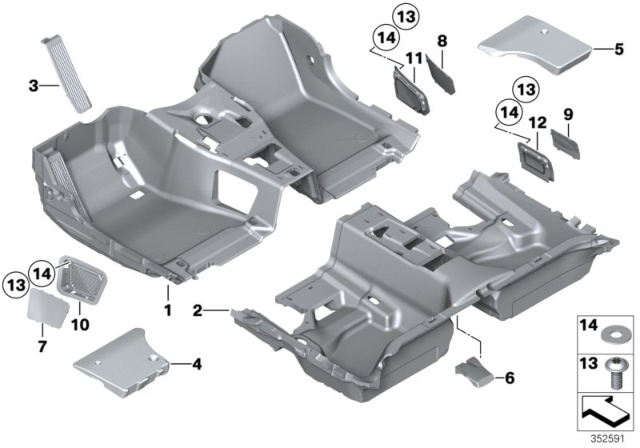 2013 BMW X1 Floor Trim, Front Diagram for 51478050131