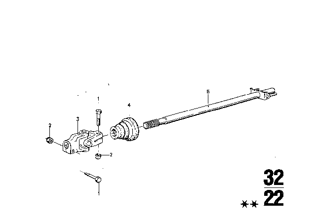 1970 BMW 2500 Swivel Joint Diagram for 32311150761