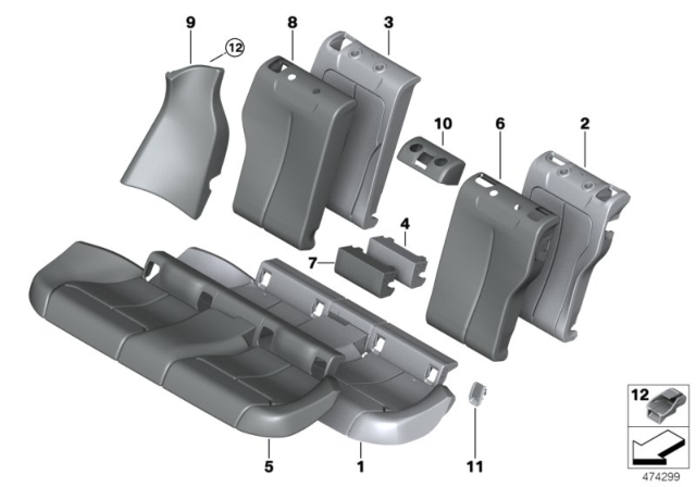 2016 BMW 428i xDrive Gran Coupe Cover Backrest, Leather, Left Diagram for 52207345796