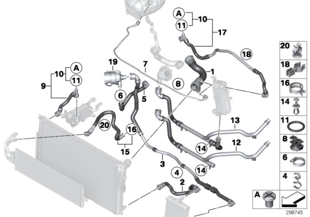 2013 BMW 335i xDrive Radiator Upper Coolant Hose Diagram for 17127604542