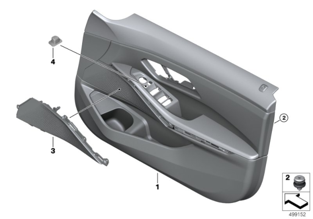 2019 BMW 330i Door Trim Panel Diagram