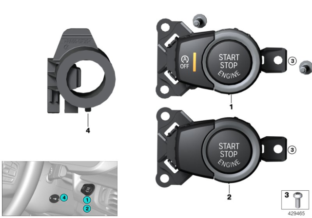 2015 BMW X6 Switch, Start / Stop, And Emergency Start Coil Diagram