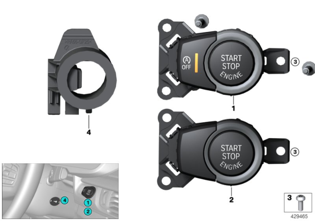 2017 BMW X5 Switch, Start / Stop, And Emergency Start Coil Diagram