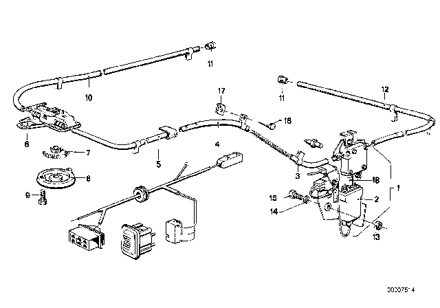 1982 BMW 633CSi Electrical Sliding Lifting Roof Operation Diagram 1