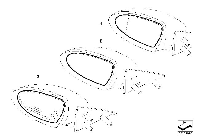 2009 BMW M6 Mirror Glass, Heated, Plane, Left Diagram for 51167903831