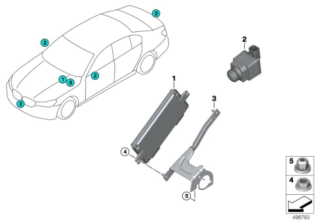 2020 BMW 740i Surround View Camera / Parking Man.Assistant Plus Diagram