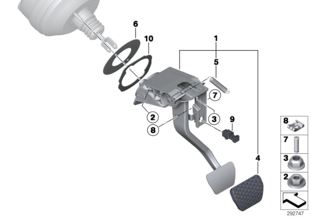 2020 BMW 440i Pedal Assembly, Automatic Transmission Diagram