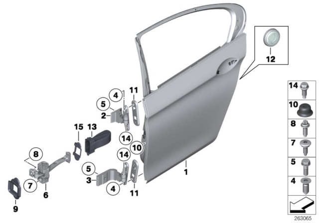 2011 BMW 535i Hinge, Rear Door, Upper, Left Diagram for 41527259595