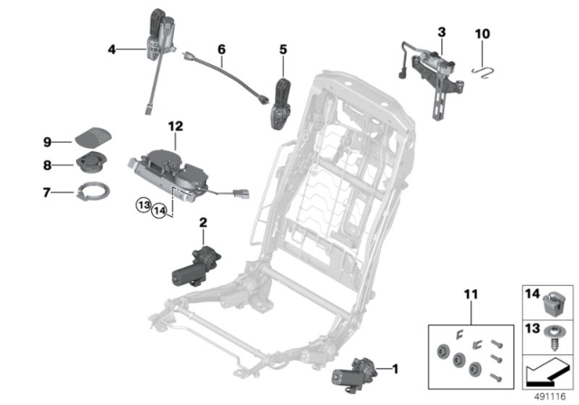 2018 BMW 740i Drive, Longitudinal Seat Adjustment Right Diagram for 52107454064