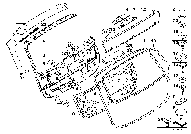 2006 BMW 325xi Trim Panel, Upper Part Diagram for 51497162176