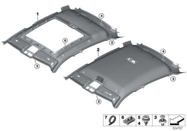 2020 BMW X6 HEADLINING PANORAMIC ROOF Diagram for 51448099816
