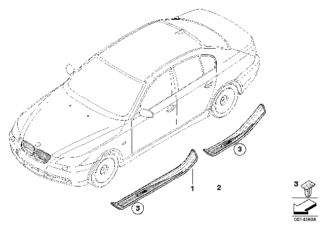 2004 BMW 530i M Trim Piece, Rear Right Entry Diagram for 51477897246