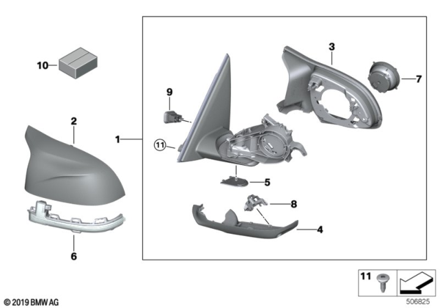 2020 BMW X4 M OUSIDE MIRROR SHROUD, CARBON Diagram for 51168077002