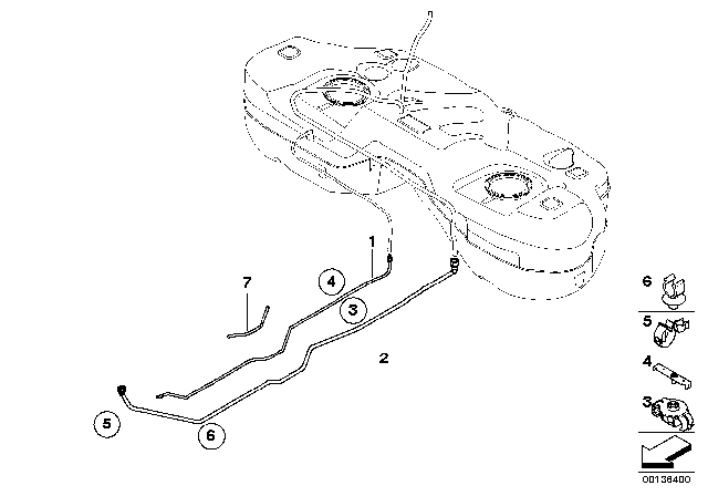 2007 BMW X3 Fuel Pipes / Mounting Parts Diagram