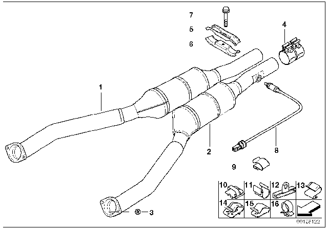 2001 BMW 540i Exhaust Pipe, Catalytic Converter Diagram
