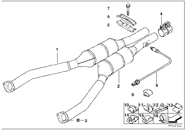 1998 BMW 740iL Catalytic Converter Diagram for 18301437546