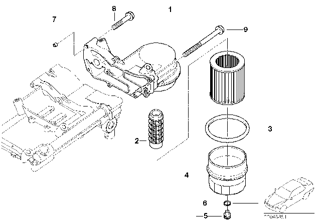 2008 BMW 760Li Lubrication System - Oil Filter Diagram