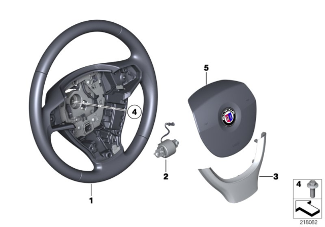 2012 BMW Alpina B7 xDrive Steering-Wheel Rim Leather Diagram for 32307980124