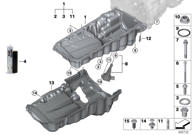 2020 BMW 840i Gran Coupe ACOUSTIC COVER FOR OIL PAN Diagram for 11148657310