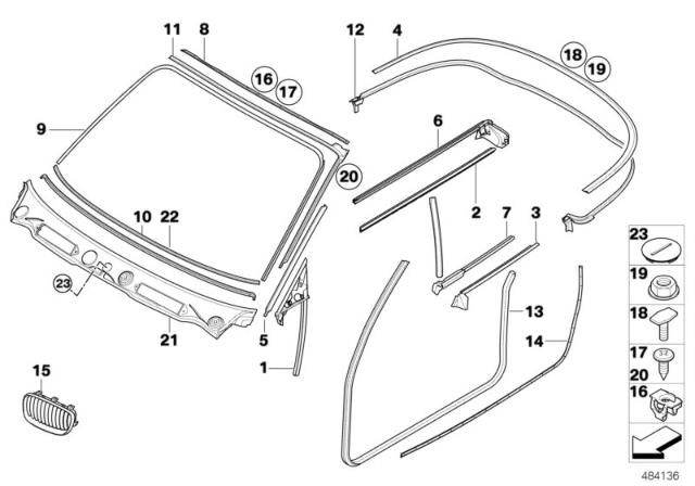 2011 BMW 128i Exterior Trim / Grille Diagram