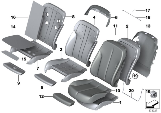 2017 BMW 640i xDrive Seat, Front, Cushion & Cover Diagram