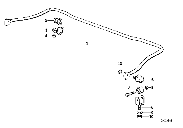 1995 BMW 318ti Stabilizer, Front Diagram