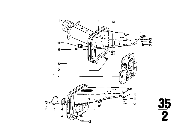 1970 BMW 2500 Pedals - Supporting Bracket Diagram