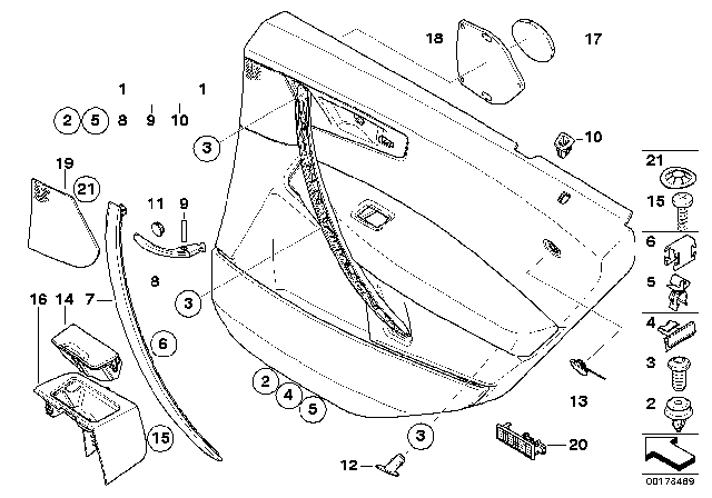 2009 BMW X3 Door Lining Leather Rear Right Diagram for 51423442774