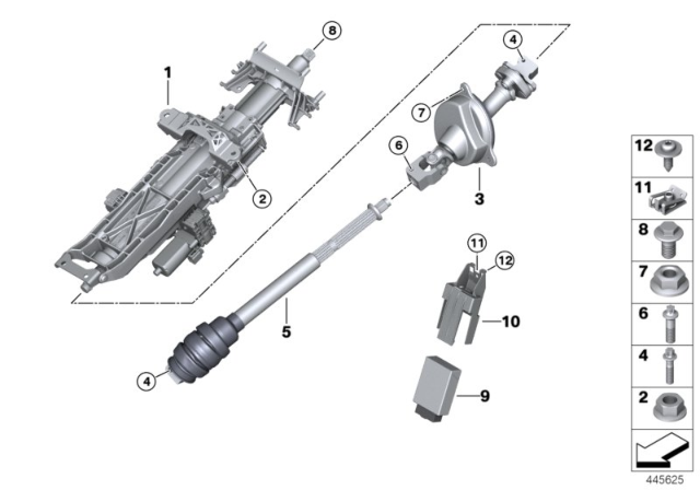 2020 BMW M8 Add-On Parts, Electrical Steering Column Adjusting Diagram