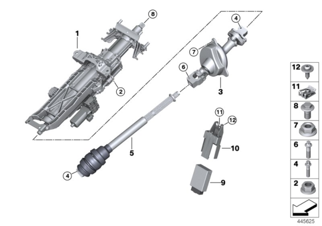 2020 BMW M5 Steering Wheel Column Adjustment,Electric. Diagram for 32308089475