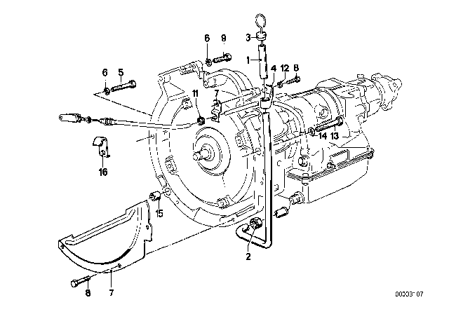 1984 BMW 633CSi Transmission Mounting Diagram 1