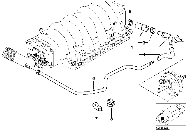 1997 BMW 740i Hose Diagram for 11611440127