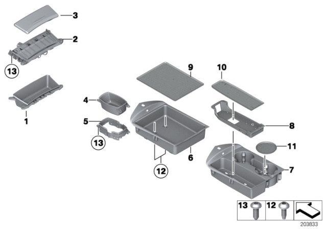 2012 BMW Z4 Storage Compartment, Centre Console Diagram