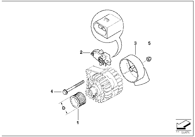 2004 BMW Z4 Voltage Regulator Diagram for 12317515319