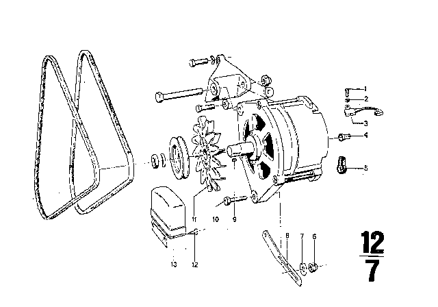 1973 BMW 3.0S Woodruff Key Diagram for 07119951430