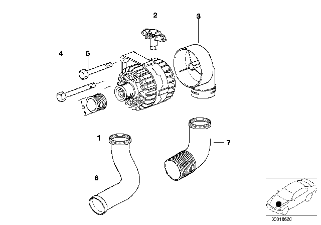 2000 BMW 323i Alternator Single Parts Diagram